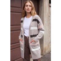Roman Women's Soft Knit Stripe Cardigan in Beige | Size: 18