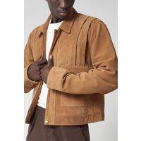 Barneys Originals Men's Western Inspired Buffalo Suede Worker Jacket in Tan | Size: Small