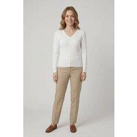 Izabel London Women's Textured Pearl Detail V-Neck Knit Top in White | Size: 12