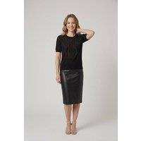 Izabel London Women's Abstract Diamante Knit Short Sleeve Top in Black | Size: 10