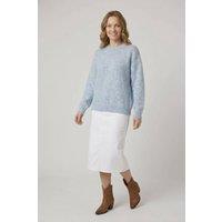 Izabel London Women's Textured Relaxed Drop Shoulder Jumper in Blue | Size: Medium/Large