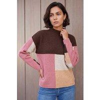 Roman Women's Colour Block Marl Knit Jumper in Chocolate | Size: 14