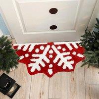 YnysTec Xmas Tree Bedroom Bed Rug Christmas Home Decor Lrregular Floor Mat in Red | Size: 60 x 90 cm
