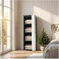 Living and Home Multi-tier Portable Wardrobe Storage Shelf with Curtain in Black