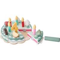 Living and Home 24-Piece Wooden Birthday Cake Pretend Play Food Toy Set in Green
