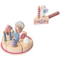 Living and Home Wooden 24PCS Birthday Cake Pretend Play Food Toy Set in Pink