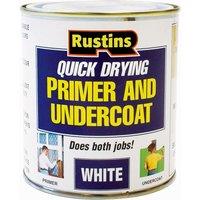 Rustins Quick Dry Primer Undercoat Fast-Drying Paint Base for Smooth Coverage; Easy-to-Use Interior & Exterior Prep Coat for Walls 500ml WHPU500 White