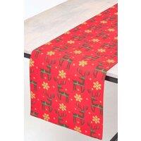 Homescapes Red Reindeer Christmas Table Runner 35 x 250 cm