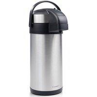 Crystals 5L Tea Coffee Air Pot Flask Pump Action Vacuum Insulated in Metallic Silver