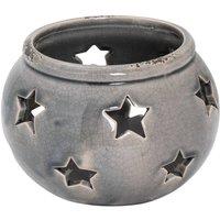 Hill Interiors Ceramic Star Candle Holder 10cm x 14cm x 14cm in Grey | Size: 10 cm x 14 cm x 14 cm