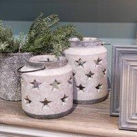 Hill Interiors Bloomville Stone Star Candle Lantern 23cm x 18cm x 18cm | Size: 23 cm x 18 cm x 18 cm