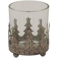 Lemon Pavilion Furniture and Decor Rustic Candle Holder - Glass - L7 x W7 x H6 cm - Brown