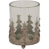 Lemon Pavilion Furniture and Decor Large Rustic Candle Holder - Glass - L8 x W8 x H7 cm - Brown in Grey