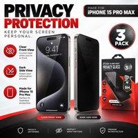 BluCore 3 Pack Privacy Screen Protector for iPhone 15 Pro Max in Black