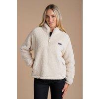 French Connection Women's Borg High Neck 1/2 Zip Fleece Pullover in Beige | Size: XS
