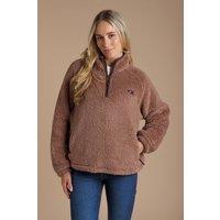 French Connection Women's Borg High Neck 1/2 Zip Fleece Pullover in Light Brown | Size: Small