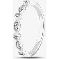 T.H.Baker Women's 9ct White Gold 0.07ct Diamond Fancy Half Eternity Ring in Silver | Size: O