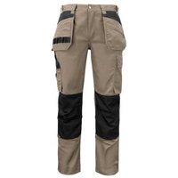 Projob Men's Prio Reflective Detail Work Trousers in Brown | Size: 42R