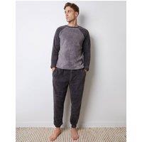 threadbare Men's Borg Raglan Sweatshirt Lounge Set in Grey | Size: Large