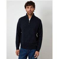 threadbare Men's Raglan Rib Quarter Zip Knitted Jumper in Navy | Size: Medium