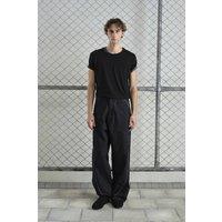 Giesto Men's Contrast Binding Detailed Baggy Ripstop Pants in Black | Size: Medium