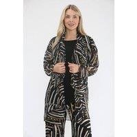 Saloos Women's Abstract Print Chiffon Jacket & Plain Top Set | Size: 14