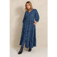 Evans Women's V-Neck Floral Tiered Dress in Blue | Size: 14