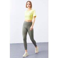 Tommy Life Women's High-waist Slim-fit Leggings in Khaki | Size: XS