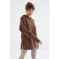 Tommy Life Women's Oversized Hooded Sweatshirt With Pocket in Brown | Size: Large