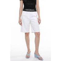 Pucka Women's High-Waist Wide-Leg Tailored Shorts in White | Size: Medium