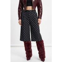 Pucka Women's High-Waist Polka Dot Capri Shorts in Black | Size: Small