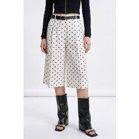 Pucka Women's High-Waist Polka Dot Capri Shorts in Off-White | Size: Medium