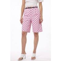 Pucka Women's High-Waist Wide-Leg Polka Dot Shorts in Light Pink | Size: Small