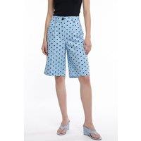 Pucka Women's High-Waist Wide-Leg Polka Dot Shorts in Baby Blue | Size: Medium