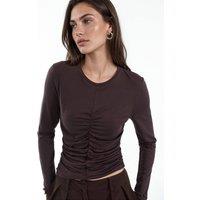 Hiccup Women's Draped Long-Sleeved Top in Chocolate | Size: Medium