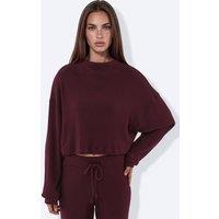 Busem Women's Oversized Crop Sweater in Burgundy | Size: Large