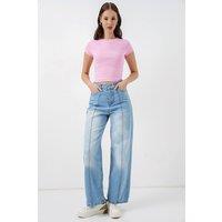 Big Dart Women's High-Waist Wide-Leg Cotton Jeans in Mid Blue | Size: 29