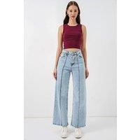 Big Dart Women's High-Waist Wide-Leg Cotton Jeans in Light Blue | Size: 29