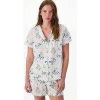 Penti Women's Broken Petal Mist Floral Short Sleeve Shirt Pajama Set | Size: Large