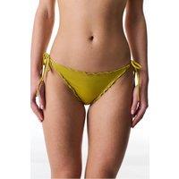 Penti Women's Emilia Ruffled Shimmery Mid-Rise Bikini Bottom in Amber | Size: XS