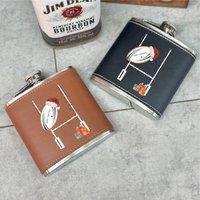 The Alphabet Gift Shop Christmas Rubgy Hip Flask in Brown