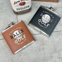 The Alphabet Gift Shop Takes A Lot Of Balls Golfing Hip Flask in Brown