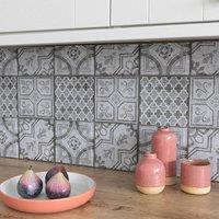 D-C-Fix Moroccan Style Self Adhesive Vinyl Wall Tiles Pack of 6 (0.56sqm) in Grey | Size: 305mm x 305mm