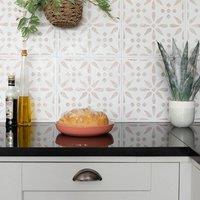 D-C-Fix Vintage Flowers Self Adhesive Vinyl Wall Tiles Pack of 6 (0.56sqm) in Beige | Size: 305mm x 305mm