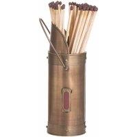 Lemon Pavilion Furniture and Decor Matchstick Holder with 60 Matches - L7 x W7 x H20 cm - Antique Bronze in Brown