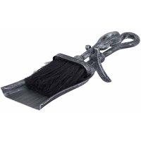 Lemon Pavilion Furniture and Decor Brushed Steel Crook Top Hearth Tidy Set - Steel - L8 x W13 x H37 cm in Black