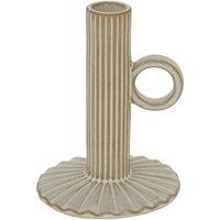 Lemon Pavilion Furniture and Decor Alora Taper Candle Holder with Handle - Ceramic - L11xW11xH14 cm White in Off-White