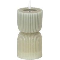Lemon Pavilion Furniture and Decor Natural Glow 2.75x6 Carved LED Candle - Plastic - L7xW7xH14 cm - Grey