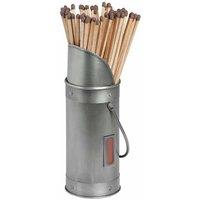 Lemon Pavilion Furniture and Decor Antique Pewter Match Holder with 60 Matches - L7 x W7 x H20 cm in Silver