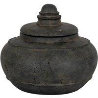 Lemon Pavilion Furniture and Decor Dusk Medium Pot with Lid - Ceramic - L20 x W20 x H12 cm - Black